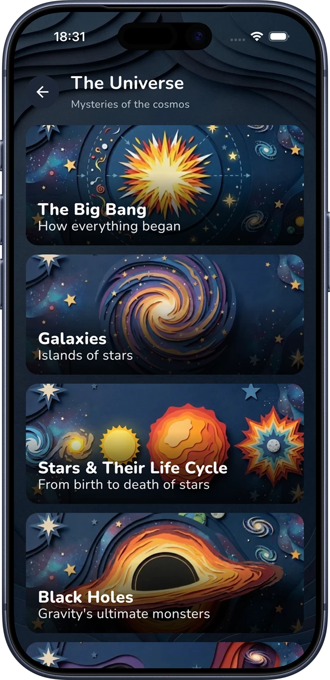 Spacepedia iPhone - Categories